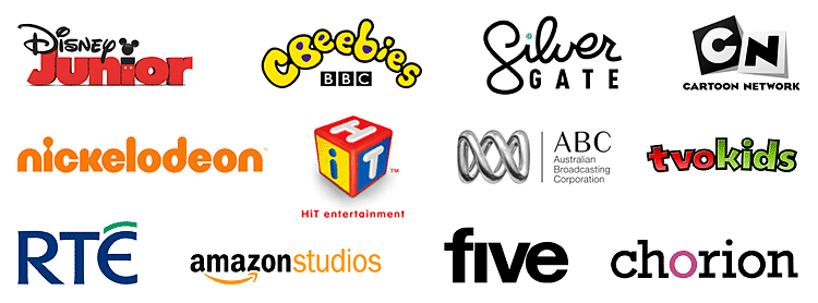 Amazon Studios, Disney Junior, CBeebies, RTE, Nickelodeon, Five, Hit Entertainment, Cartoon Network, Tvokids, Chorion, Silvergate Media, ABC Australian Broadcasting Corporation